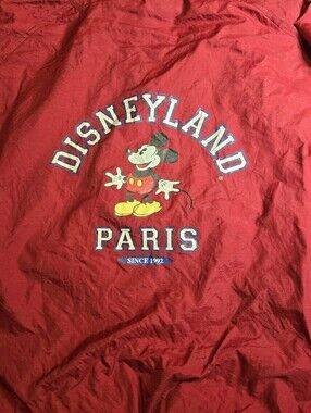 Vintage Disneyland Paris Red wwndbreaker Jacket Mickey Mouse Packable XXL